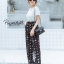 เสื้อผ้าเกาหลี พร้อมส่ง Set เสื้อยืดคอวี+กก.วอม