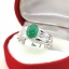 SKJewelryFactory แหวนกรีนอะเกทแท้ ตัวเรือนเงินแท้ ชุบทองคำขาว ER00432-GAC