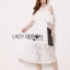 พร้อมส่ง เดรสผ้าชีฟองคัทเอาท์ไหล่ตัดต่อผ้าลูกไม้