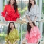 เสื้อเกาหลี พร้อมส่ง เสื้อคอวี ป้ายอก แขนศอก