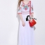 พร้อมส่ง Long Dress สีขาว ทรงแขน 3 ส่วน ปักดอกไม้