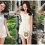 เสื้อผ้าเกาหลี พร้อมส่ง เพลย์สูท ขาสั้นผ้าทูลเล