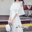 เดรสเกาหลี พร้อมส่ง เดรสตัวยาว สายเดี่ยวคาดทรงพริ้ว