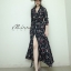 เดรสเกาหลี พร้อมส่ง เดรสยาว ลายดอกน่ารัก