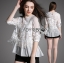 เสื้อเกาหลี พร้อมส่ง เสื้อผ้าคอตตอนตกแต่งผ้าทูลเล