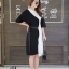 เดรสเกาหลี พร้อมส่ง Long Dress เดรสทูโทน ตัวยา