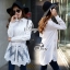 พร้อมส่ง เสื้อเชิ้ตสีขาวตัวยาวคอปกแขนยาว