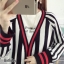 เสื้อเกาหลี ลายทางขาวดำ พร้อมส่ง