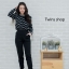 เสื้อผ้าเกาหลี พร้อมส่ง Set เสื้อ+กางเกงขายาว