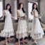 เดรสเกาหลี พร้อมส่ง เดรสยาว สีขาวลุคสาวหวาน