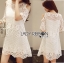 พร้อมส่ง เดรสผ้าลูกไม้ฉลุลายซีทรูคัทเอาท์ไหล่