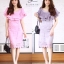 ชุดเดรสเกาหลี พร้อมส่ง เดรส ซีทรูปักลูกไม้ แต่งเชิงชาย