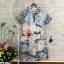 พร้อมส่ง เดรสแขนสั้นคอวี พิมพ์ลายดอก
