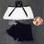 พร้อมส่ง เสื้อปาดไหล่แต่งสายเป็นคอวีไขว้ที่คอ
