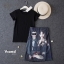 เสื้อผ้าเกาหลี พร้อมส่ง เสื้อยืดเนื้อนิ่ม+กระโปรง