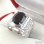 SKJewelryFactory แหวนทรงนี้ขายดีมาก แหวนชายนิลแท้ ดีไซส์ข้างฝังเพชร 2แถว พร้อมลอนที่ก้านแหวน สวยมาก MR00464-ONX