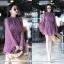เสื้อผ้าเกาหลี พร้อมส่ง จั้มสูท ขาสั้นเเขนบาน