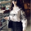 พร้อมส่ง เชิ้ตคอตตอนตกแต่งผ้าลูกไม้ที่แขน
