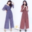 เสื้อผ้าเกาหลี พร้อมส่ง ชุดจั๊มสูทคอวี ผ้าชีฟอง