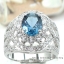 SKJewelryfactory แหวนเงินแท้ ฝังพลอยลอนดอนบลูโทปาซแท้ ล้อมเพชร ดีไซด์หรูหราอลังการณ์ ER02198-LBT