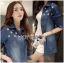 พร้อมส่ง เชิ้ตเดรสผ้าเดนิมประดับลายดาวกับลาวจุด