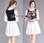 พร้อมส่ง เชิ้ตเดรสสีขาวตกแต่งผ้าปักลายนกฮูก