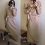 ชุดเดรสเกาหลี พร้อมส่ง เดรส ผ้าทอผสมwool