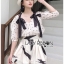 เสื้อผ้าเกาหลี พร้อมส่ง เซ็ตเสื้อชีฟองลายจุดหัวใจ