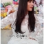 เดรสเกาหลี พร้อมส่ง เดรสยาว ผ้าลูกไม้สีขาวพร้อมริบบิ้น