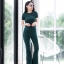 เสื้อผ้าเกาหลี พร้อมส่ง เสื้อยืด คอกลม เเขนสั้น มาคู่กับกางเกงขาม้า