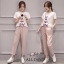 เสื้อผ้าเกาหลี พร้อมส่ง เสื้อยืดสีขาว กับกางเกงผ้าโพลี