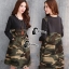 พร้อมส่ง Mini dress แขนยาวลายทหาร