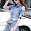 พร้อมส่ง จั้มสูทกางเกงขาสั้น Cut Out ที่ช่วงไหล่