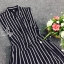 พร้อมส่ง จั้มสูทแขนกุดขาสามส่วนลายทาง