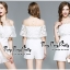 เสื้อผ้าเกาหลี พร้อมส่ง จั้มสูท ลูกไม้ ผสมโพลีเอสเตอร์