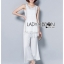 พร้อมส่ง เซ็ตเสื้อแขนกุดตกแต่งลูกปัดและกางเกงขายาว