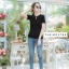 เสื้อเกาหลี พร้อมส่ง เสื้อไหมพรม ผ่าอกหน้า