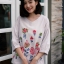 เสื้อเกาหลี พร้อมส่ง เสื้อผ้าฝ้าย ปักดอกไม้วินเทจ