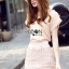 พร้อมส่ง เสื้อผ้าแฟชั่นปักมุกและคริสตัลและกระโปรงประดับพู่