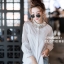 เสื้อเกาหลี พร้อมส่ง เสื้อเชิ้ต แต่งแขนซีทรู