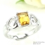 SKJewelryFactory แหวนพลอยซิทรินแท้ แหวนสี่เหลี่ยม ด้านข้างเป็นลายหัวใจคู่ ER01736-CIT