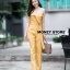 เสื้อผ้าเกาหลี พร้อมส่ง จั๊มสูท สีเหลืองมาสตาส