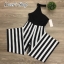 เสื้อผ้าเกาหลี พร้อมส่ง จั้มสูท ขายาวโทนสีขาวดำ