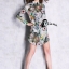 พร้อมส่ง Mini Dress ทรงแขนยาว คอจีน แต่งโซ่สีทอง
