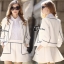 พร้อมส่ง เสื้อ+กระโปรง สีขาวเล่นลายสีดำ