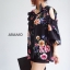 เสื้อเกาหลี พร้อมส่ง เสื้อลายดอกผ้าไหมญี่ปุ่น