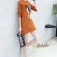 เดรสเกาหลี พร้อมส่ง Mini dress แขนยาว เนื้อผ้ายืด