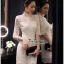 พร้อมส่ง เดรสลูกไม้สีขาวเนื้อผ้าสวยหรู
