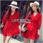 พร้อมส่ง เดรสปาดข้างผูกโบสีสดสุดเซ็กซี่