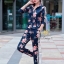 เสื้อผ้าเกาหลี พร้อมส่ง เสื้อ+กางเกง สกรีนลายดอกไม้